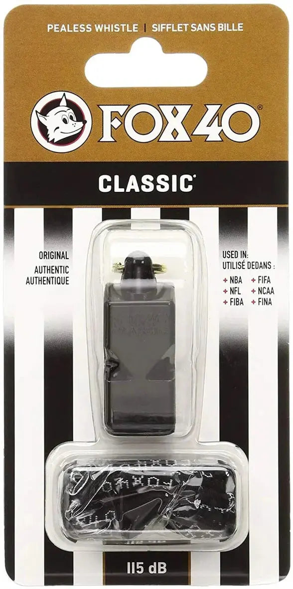 Fox 40 Classic Whistle With Lanyard Black