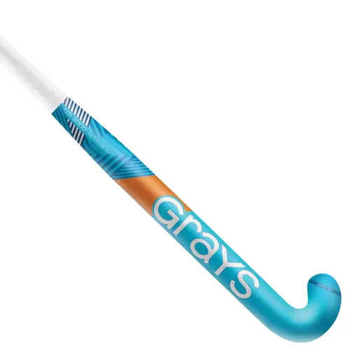 Blue and orange Grays hockey stick on a white background
